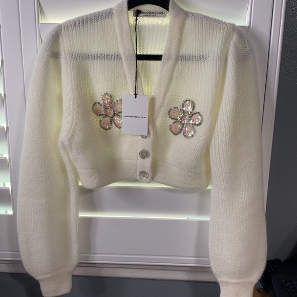 Alessandra Rich Embellished Cropped MohairCardigan - Picture 7 of 9